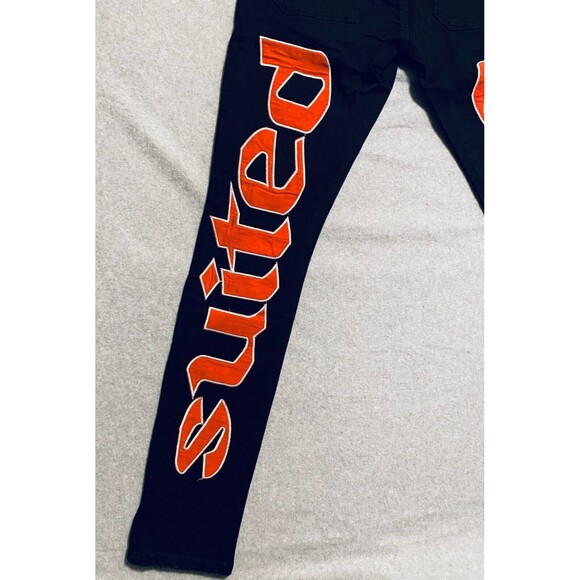 Parlay Jeans Mens 32 x 33 Black Red Denim Cotton Stretch Embroidered Street Wear - Picture 16 of 16